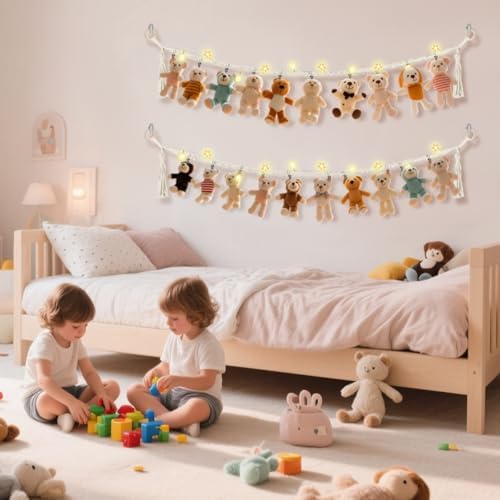 CERETIA 80" Stuffed Animal Organizer Chain, Corner Storage, LED Light - Image 4