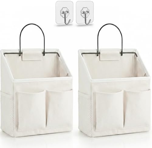 Kanrichu 2pcs Wall Hanging Organizer Bag, Linen Fabric Door Hanging Storage by KANRICHU