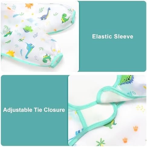 Accmor 5 Pack Long Sleeve Bibs, Baby Smock Waterproof Sleeved Bib Smock - Image 2