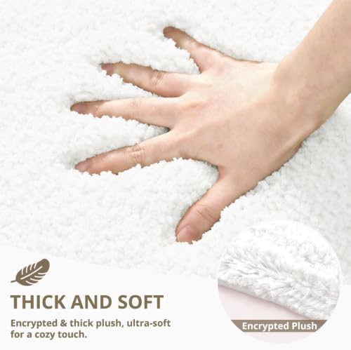 Polyester Bathroom Rug 24"x36" White, Non-Slip Soft Shaggy Bath Mat - Image 4