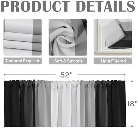 Emvency Valances for Windows, 2 Pack, 52x18 Inch, Geometric Striped - Image 3