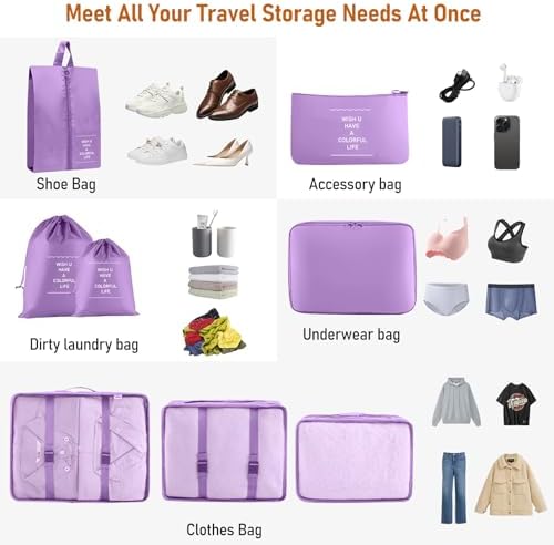 Packing Cubes for Travel 8 Set Luggage Organizer Bags - Image 3