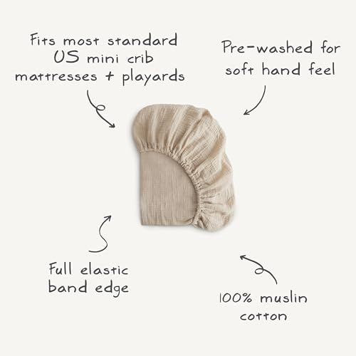 mushie Extra Soft Muslin Fitted MINI Crib Sheet | 24"x 38" - Image 3