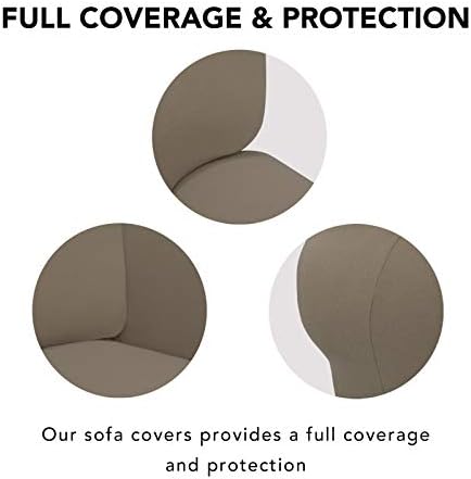 PureFit Stretch Oversized Couch Covers Fleece Sofa Slipcovers Natural - Image 3
