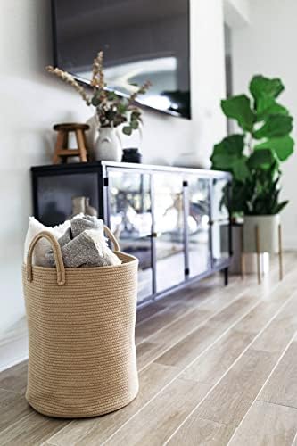 OrganiHaus Tall Cotton Rope Laundry Basket & Hamper, Blanket Storage 52L - Image 6