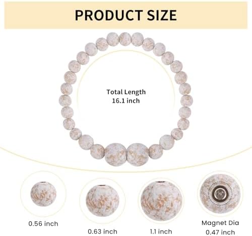 KLOGTSIND Magnetic Curtain Tiebacks, 6 Pack Wood Bead Curtain Holdbacks - Image 3