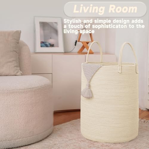 JMvicyroam 60L Cotton Rope Laundry Basket Hamper - Image 3