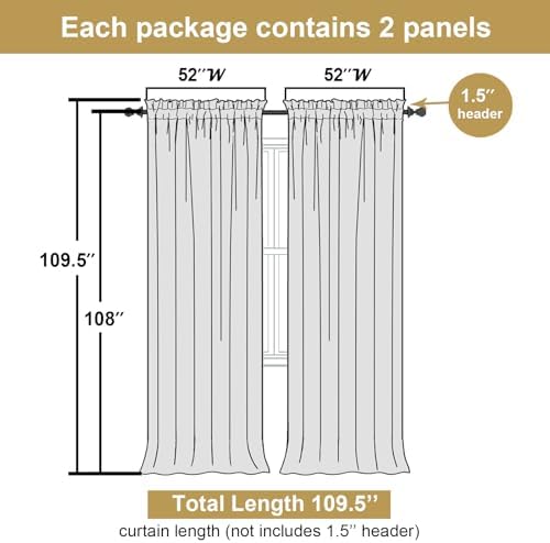 Lecloud Leia Black Sheer Curtains 108 Inches Long 2 Pcs, Elegant Jacquard Leaf - Image 3