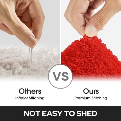 HOMEIDEAS Bathroom Rugs Sets 2 Piece, Super Soft Non Slip Bath Mat Red - Image 6