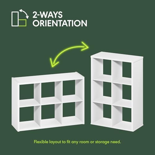 Furinno CUBICLE 6-Cube Book Shelf, Extra Thick Frame Bookshelf, Light Grey - Image 5