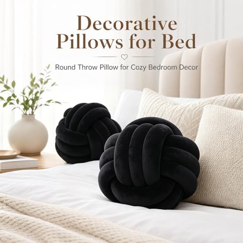 Petrella Black Knot Pillow Ball, 11 Inch Round Decorative Pillow - Image 6