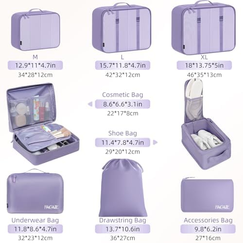 BAGAIL 8 Set Packing Cubes Luggage Packing Organizers - Image 3