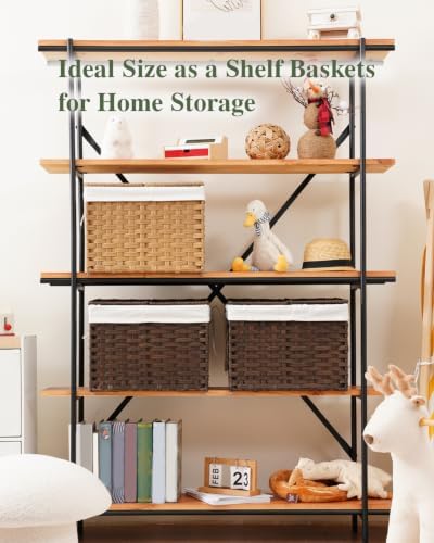 SETVSON Storage Basket with Lid, 2-Lid PE Rattan Storage Bin - Image 4