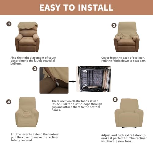 Easy-Going 100% Waterproof Recliner Chair Cover，1-Piece Recliner Slipcover - Image 5