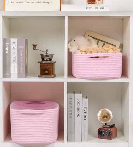 CubesLand Cube Storage Organizer Basket Bin, Cotton Rope Shelves Basket - Image 4