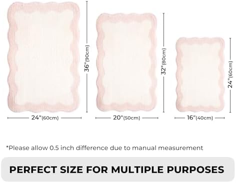 GRANNY SAYS Waved Pink Bathroom Rugs, Non-Slip Bath Mats - Image 2