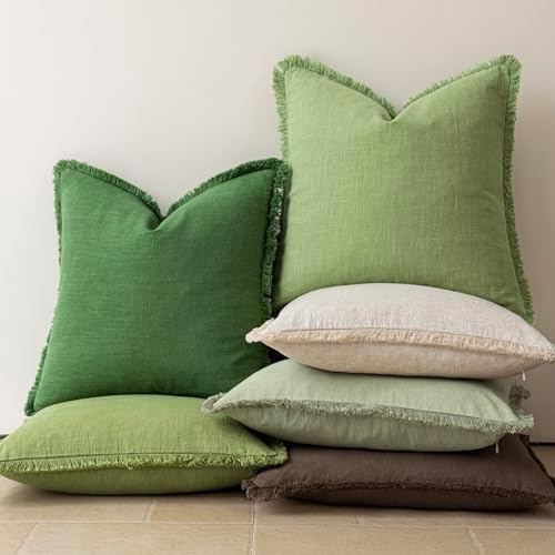 Foindtower Decorative Linen Fringe Lumbar Throw Pillow Covers Cozy Boho - Image 6