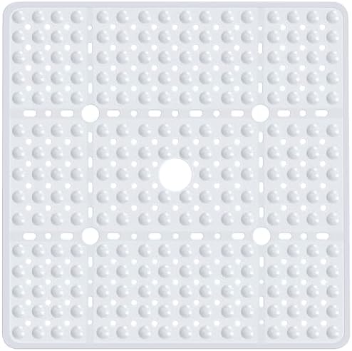 Large Square Shower Mat Bathtub Bath Mat Non Slip White 27"x27" by NaolotureHome