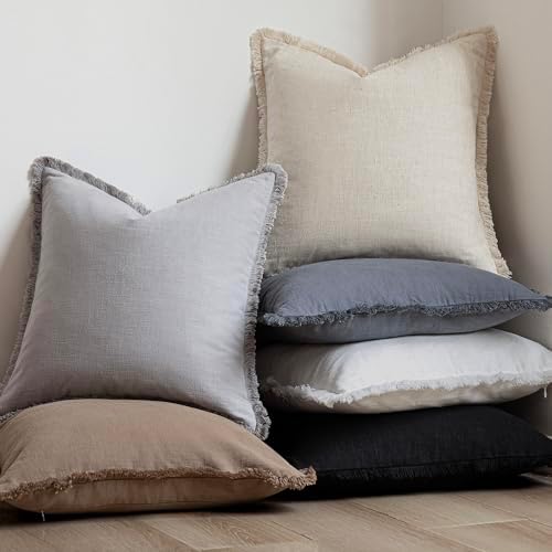 Foindtower Decorative Linen Fringe Throw Pillow Covers Boho Farmhouse Cushion - Image 6