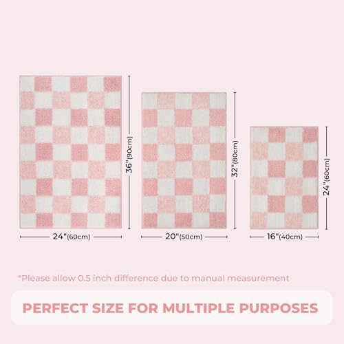 GRANNY SAYS Checkered Pink Bathroom Rug, Cute Bath Mat - Image 2
