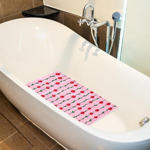 Shower Mat Non Slip 26.8 x 15.1 Inches, Cherry Pattern Bathtub Mat Shower Stall - Image 4