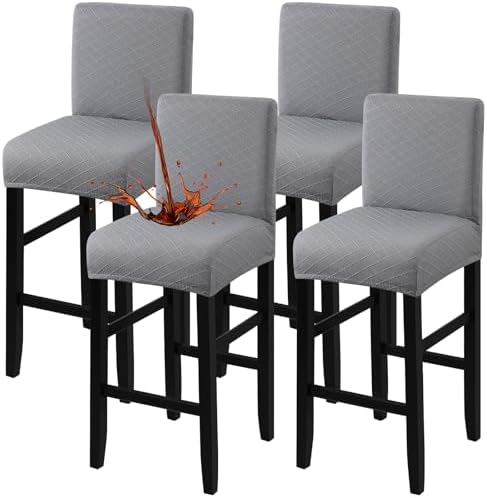 Fuloon Waterproof Barstool Covers Chair Slipcovers, Light Grey, 4 Pack by Fuloon