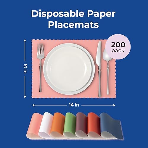 Fit Meal Prep 200 Pack Disposable Paper Placemats, 14 x 10 Inch Pink - Image 2