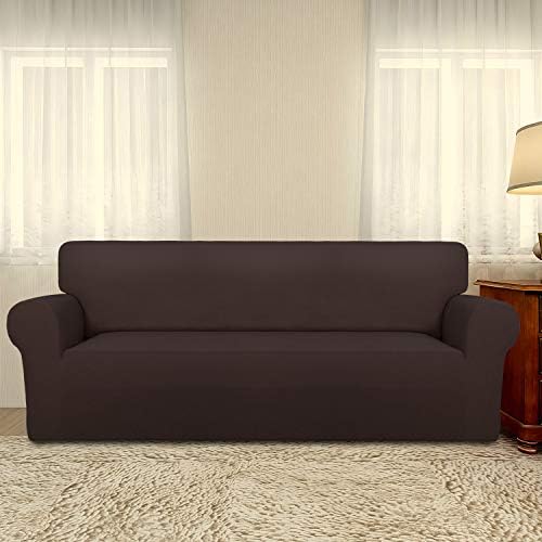 PureFit Stretch Couch Covers for Sofa Large Sofa Slipcovers Chocolate - Image 2