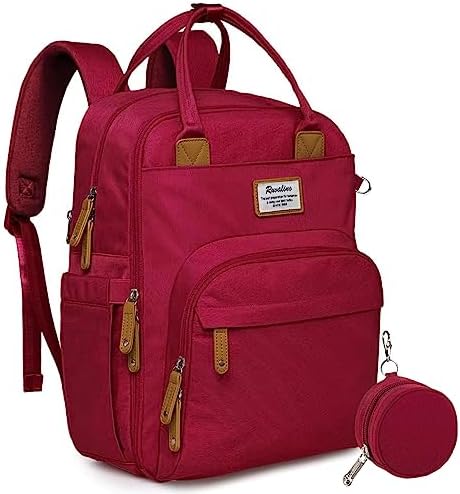 RUVALINO Diaper Bag Backpack, Large Capacity, Waterproof, Purplish Red by RUVALINO