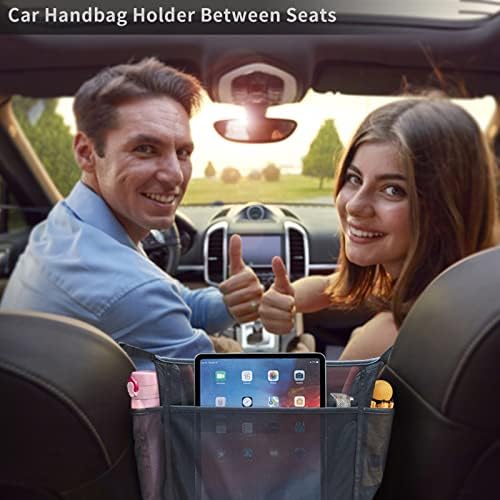 WLLWOO Car Net Pocket Organizer Purse Holder Console Front Seat Storage - Image 6