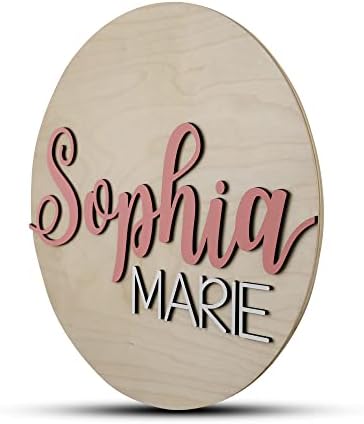 Custom Round Nursery Name Sign, Personalized Wooden Wall Plaque, Baby Shower - Image 2
