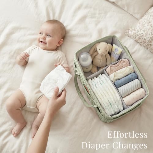 Konssy Baby Diaper Caddy Organizer, Braided Quilted Design - Image 2