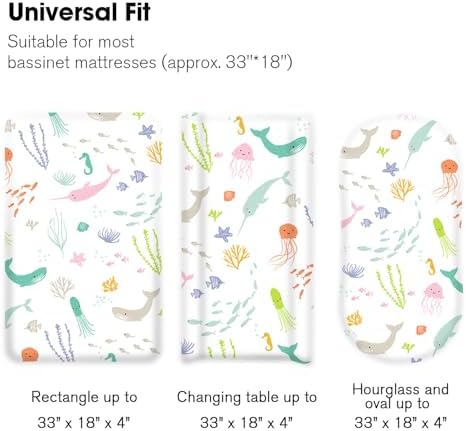 Little Grape Land Bassinet Sheets 3 Pack, Ultra Soft Baby Bassinet Fitted Sheets - Image 5