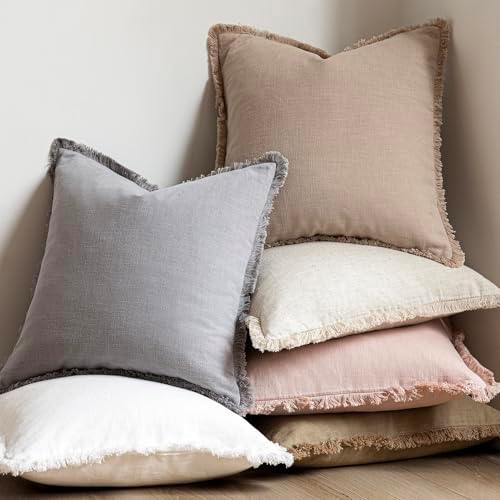 Foindtower Decorative Linen Fringe Throw Pillow Covers Cozy Boho Farmhouse - Image 6