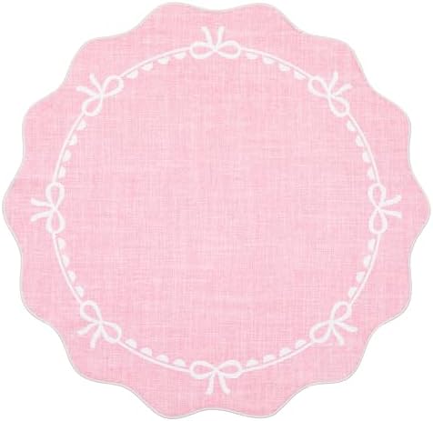 GarveeHome 4ft Round Rugs Washable Scalloped Bow Rug - Image 4