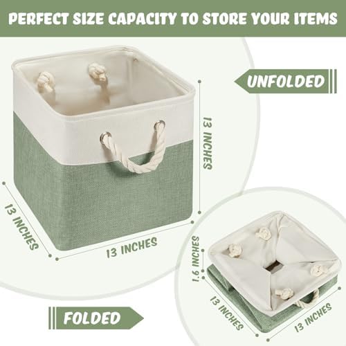 6 Pack 13x13 Inch Cube Storage Bins Fabric Square Cube Basket, Dark Morandi - Image 2