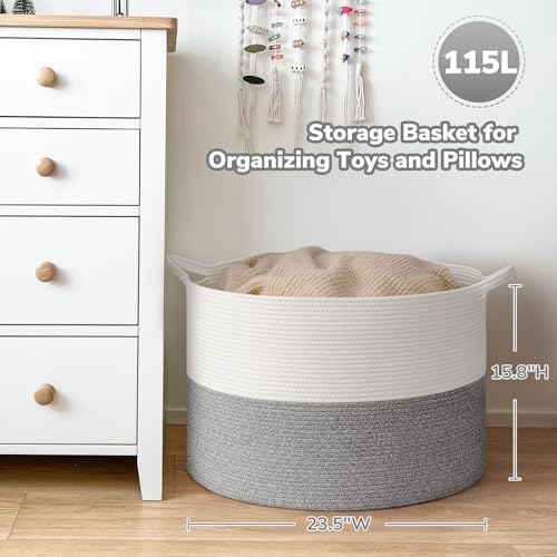 Goodpick Extra Large Woven Blanket Basket Living Room, Toy Bin - Image 3
