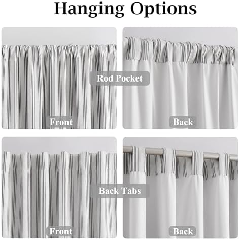 ZJDECOR Black Striped Full Blackout Cotton Blended Panels - Image 5