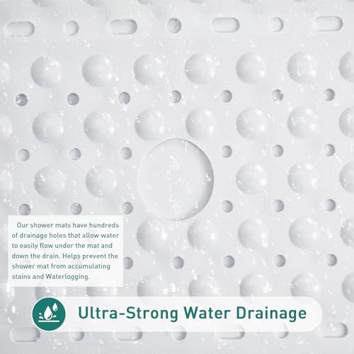 Large Square Shower Mat Bathtub Bath Mat Non Slip White 27"x27" - Image 5