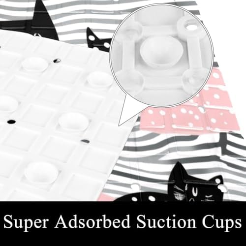 Bathtub Mat Non Slip 26.8x15.1 Inch, Polka Dot Cats Shower Mat - Image 3