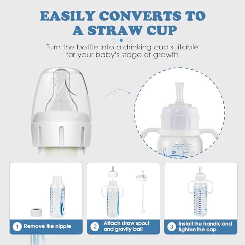 Straw Sippy Cup Conversion Kit for Dr Brown Narrow Nack Baby Bottles, Soft top - Image 6