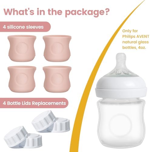 4Pack Silicone Sleeves for Philips Avent Natural Glass Baby Bottles - Image 3