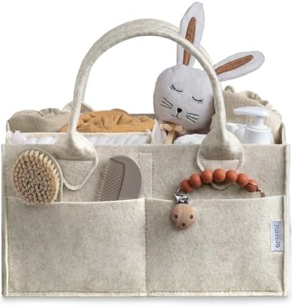PUTSKA Baby Diaper Caddy Organizer, Felt Nursery Basket by Putska
