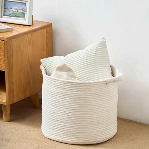 Blanket Basket for Living Room, Woven Rope Storage Basket - Image 2
