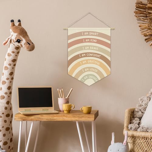 Nursery Decor, Positive Affirmation Kids Wall Art Canvas Banner, Rainbow Wall - Image 3