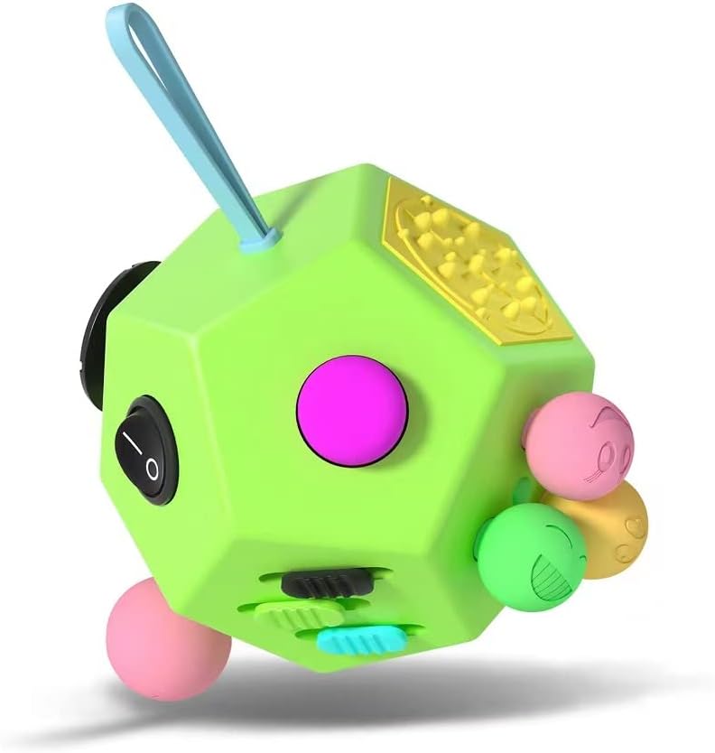 Fidget Dodecagon –12-Side Fidget Toys Cube Relieves Stress and Anxiety Anti depression cube for Children and Adults with Autism(B1 Green)
