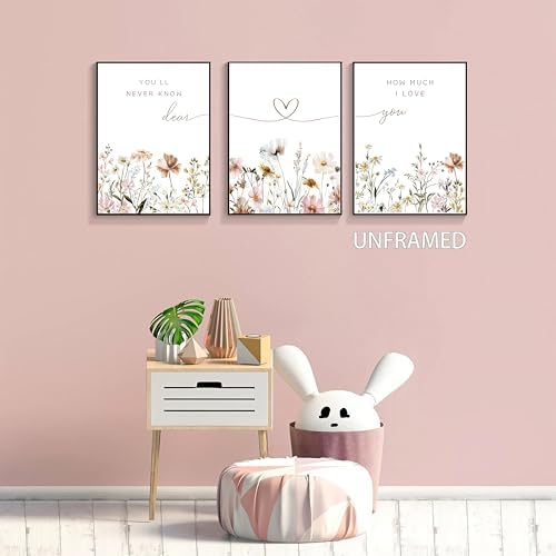 JBZDD 3Pcs Wildflower Nursery Wall Art Boho Botanical Flower Sentences Posters - Image 5