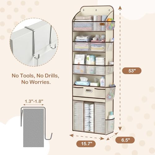 Baby Nursery Over The Door Organizer, 10 Pocket Hanging Storage - Image 3