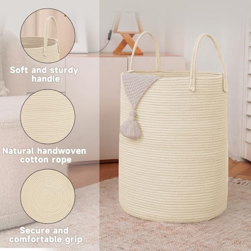 JMvicyroam 60L Cotton Rope Laundry Basket Hamper - Image 6