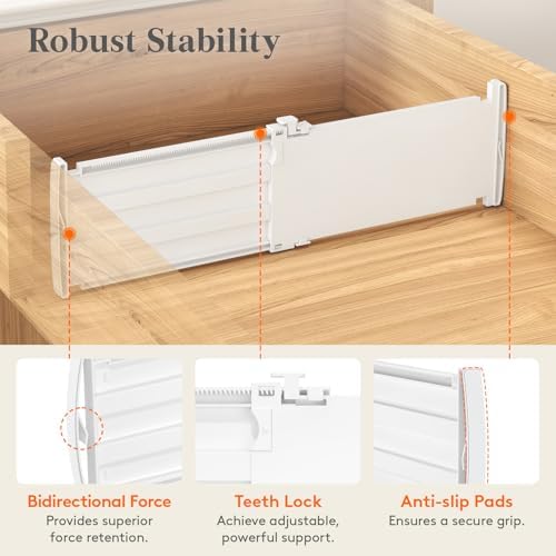 Lifewit 5" Tall Drawer Dividers, Adjustable Deep Drawer Organizer Clothes - Image 3